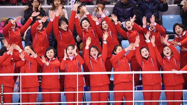 Winter Olympics: North Korean cheerleaders mesmerise crowds