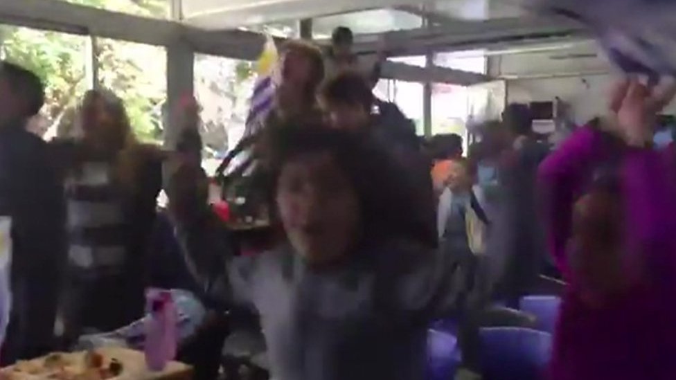 World Cup: Uruguay schoolchildren react to last-minute goal