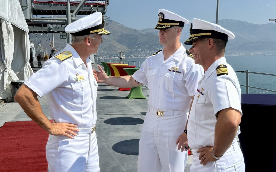 Naval aviators cross paths once again in USS Mount Whitney command turnover