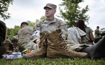 Military marchers step off for kickoff of Nijmegen gauntlet drawing globe to Netherlands