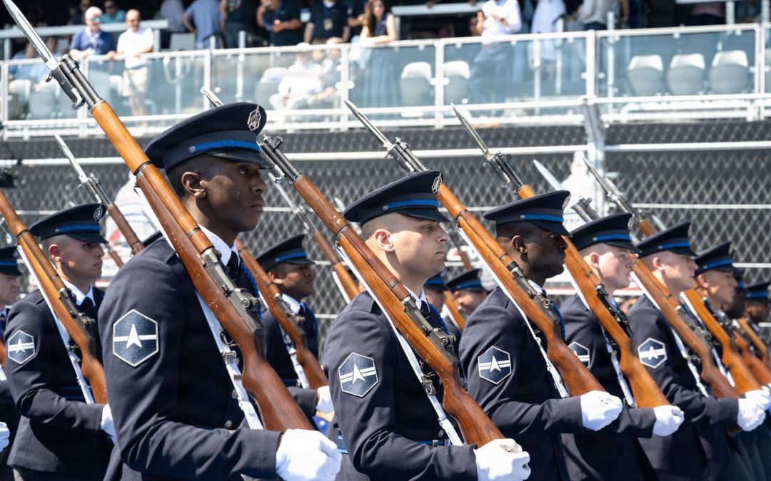 Space Force’s honor guard shows off new ceremonial uniforms during Grand Prix in Washington