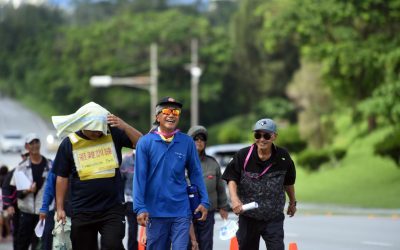 Okinawa air base rehearses tsunami escape route opened for actual alerts 3 years running